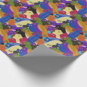 Kleurrijke gekke kruiige planaire wormen cadeaupapier (Hoek)