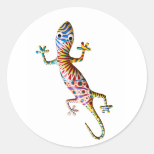 Kleurrijke gekko ronde sticker