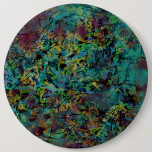 Kleurrijke gekrabbelde abstracte kunst knop ronde button 6,0 cm