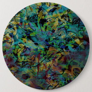 Kleurrijke gekrabbelde abstracte kunst ronde button 6,0 cm