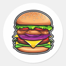 Kleurrijke gelaagde hamburgers barsten smaken 012 ronde sticker