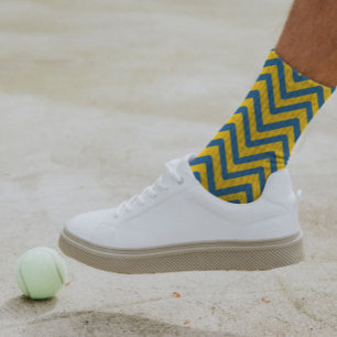 Kleurrijke gele blauwe Chevron Modern Zig Zag Sokken