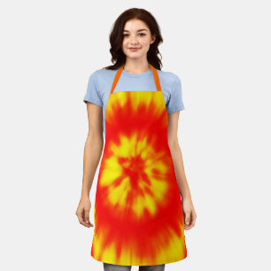 Kleurrijke gele Crimson Tie Dye Pattern Grill BBQ Schort