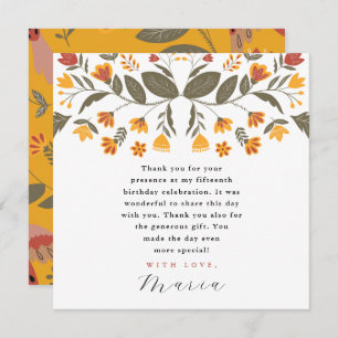 Kleurrijke gele Fiesta 15e verjaardag dank u Kaart