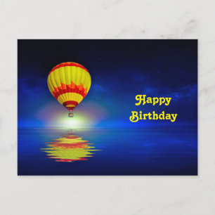Kleurrijke Gele Heet Lucht Ballon Verjaardag Briefkaart