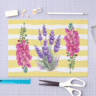 kleurrijke gele strepen Botanische Decoupage Tissuepapier