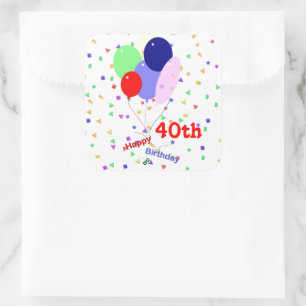 Kleurrijke Gelukkige 40ste Verjaardagsballonnen Vierkante Sticker