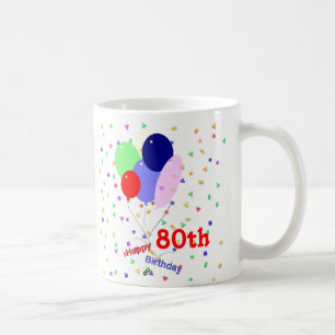 Kleurrijke Gelukkige 80ste Verjaardagsballonnen Koffiemok