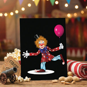Kleurrijke Gelukkige Clown met Ballon Pret Circus Kaart