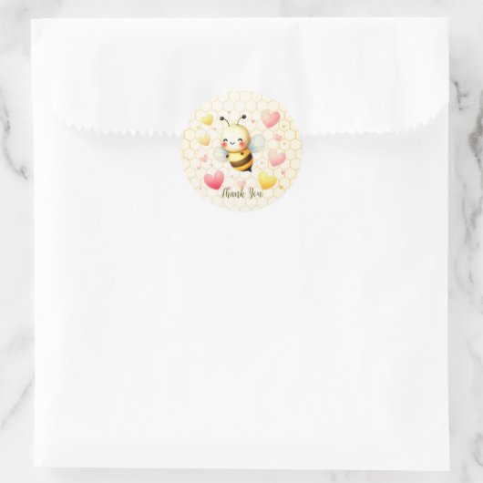 Kleurrijke Gelukkige Kleine Honingbij Baby Shower Ronde Sticker (Tas)