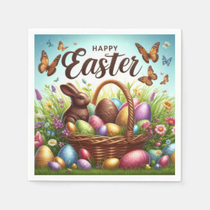 Kleurrijke, Gelukkige Paasmand met eieren Servet
