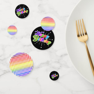 Kleurrijke Gelukkige Verjaardag Regenboog Gekleurd Confetti