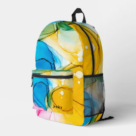 Kleurrijke gemarmerde alcoholinkt bedrukte rugzak