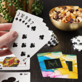 Kleurrijke gemarmerde monogram naam pokerkaarten (Insitu)