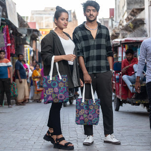 kleurrijke geo - linearen draagtas