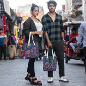 kleurrijke geo - linearen draagtas