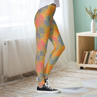 Kleurrijke geometrische abstracte cirkels op geel leggings