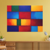 Kleurrijke geometrische abstracte vierkante patroo canvas afdruk (Insitu (Woonkamer))