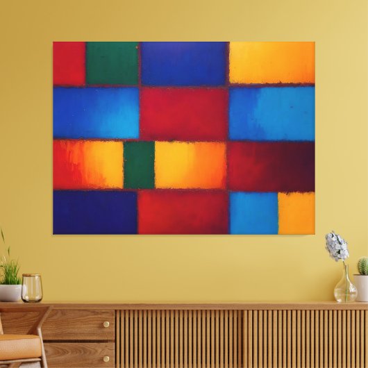 Kleurrijke geometrische abstracte vierkante patroo canvas afdruk (Insitu (Woonkamer))