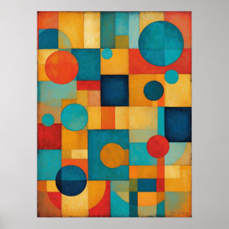 Kleurrijke geometrische Abstracte vormen Modern Poster