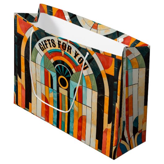 Kleurrijke geometrische art deco patroon 2 groot cadeauzakje (Voorkant Gekanteld)