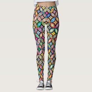 Kleurrijke geometrische bloemen leggings
