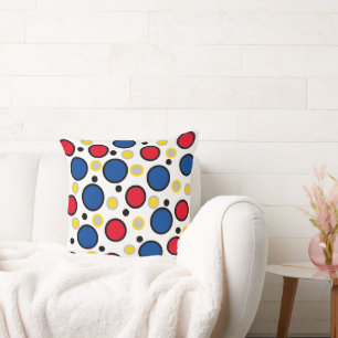 Kleurrijke geometrische cirkels rood blauw kussen