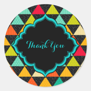 Kleurrijke geometrische driehoeken naadloos patroo ronde sticker