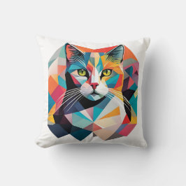 Kleurrijke geometrische kat kussen