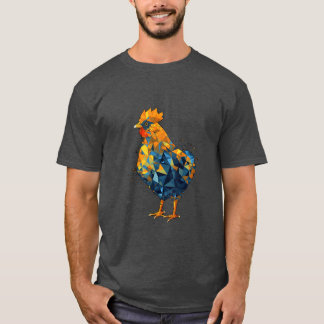 Kleurrijke geometrische kip dier kunst veelhoekig  t-shirt