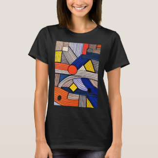 Kleurrijke geometrische lijnen met de hand getrokk t-shirt