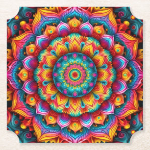 Kleurrijke Geometrische Mandala Patroon-342678 Kartonnen Onderzetters