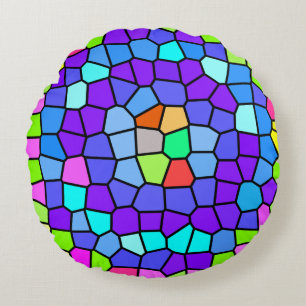 Kleurrijke Geometrische Mozaïek Rond Kussen