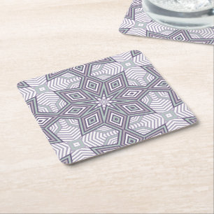 Kleurrijke geometrische patroon retro vierkante kartonnen onderzetter
