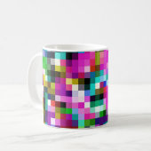 Kleurrijke geometrische pixel pixelated plaid koffiemok (Voorkant links)