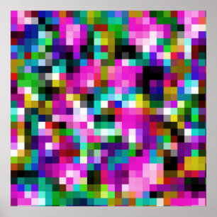 Kleurrijke geometrische pixel pixelated plaid poster