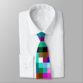 Kleurrijke geometrische pixel pixelated plaid stropdas (Gebonden)