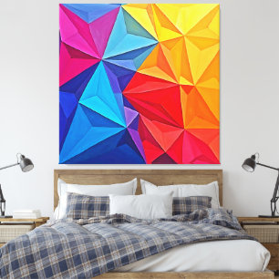 Kleurrijke Geometrische Prisma Abstracte Kunst Canvas Afdruk