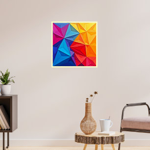 Kleurrijke Geometrische Prisma Abstracte Kunst Poster
