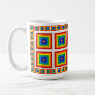 Kleurrijke Geometrische Regenboog Vierkant Koffiemok