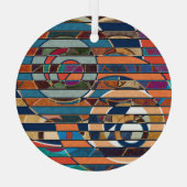 Kleurrijke geometrische strepen, Abstract Glas Ornament (Achterkant)