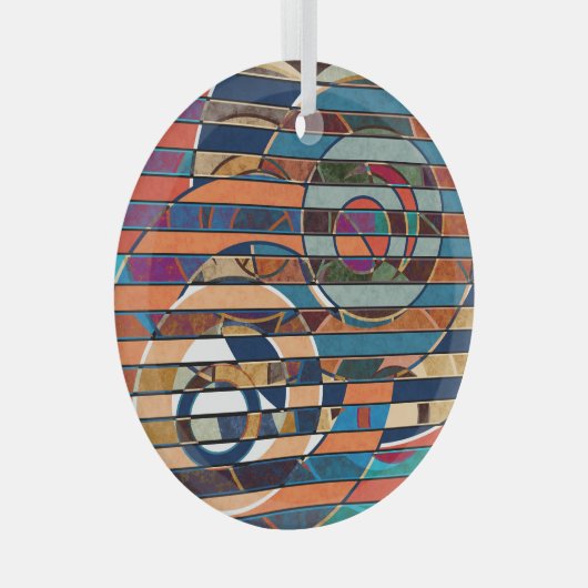 Kleurrijke geometrische strepen, Abstract Glas Ornament (Voorkant Rechts)