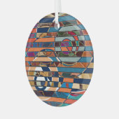 Kleurrijke geometrische strepen, Abstract Glas Ornament (Voorkant links)