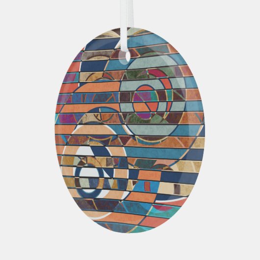 Kleurrijke geometrische strepen, Abstract Glas Ornament (Voorkant links)