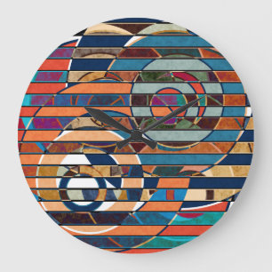 Kleurrijke geometrische strepen, Abstract Grote Klok