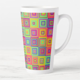 Kleurrijke geometrische vierkanten latte mok