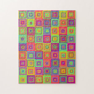 Kleurrijke geometrische vierkanten legpuzzel