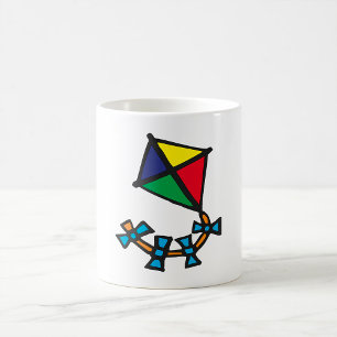 Kleurrijke geometrische vlieger met boogstaart koffiemok
