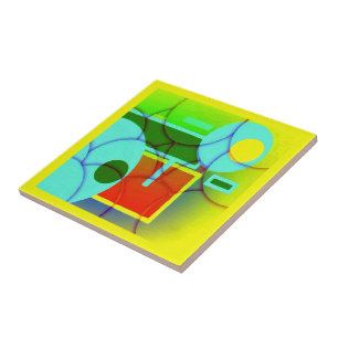 Kleurrijke geometrische vormen Abstracte kunst Tegeltje