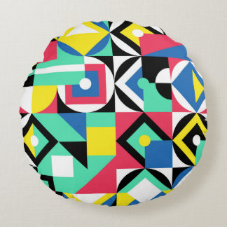 Kleurrijke geometrische vormen decoratief Ornament Rond Kussen